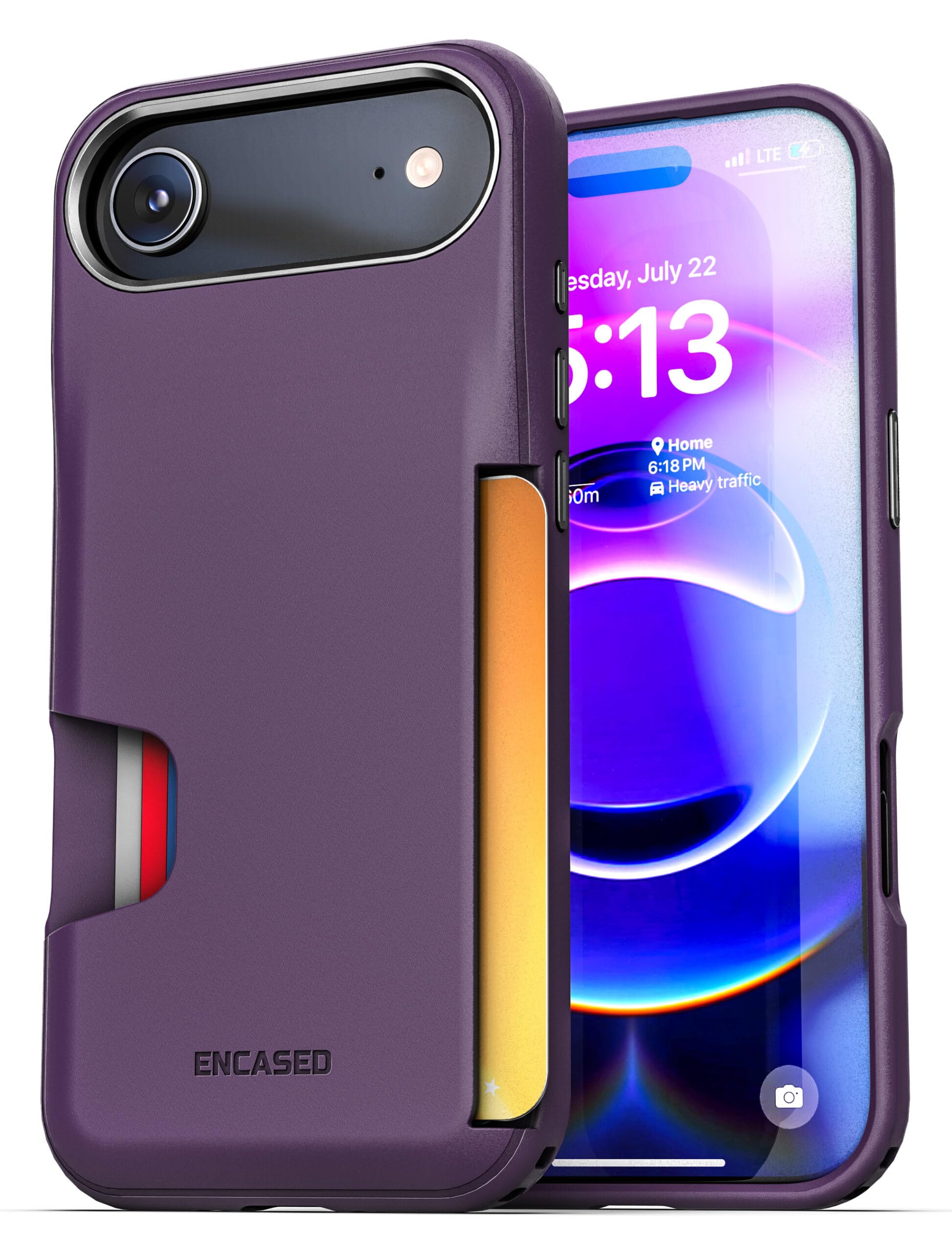 ENCASED for iPhone Air Wallet Case (Cache Series) - Protective Phone Case with Built-in Card Holder Slot (Purple)