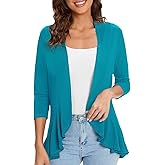 Urban CoCo Women's 3/4 Sleeve Casual Cardigans for Women Trendy Open Front Lightweight Cover Ups