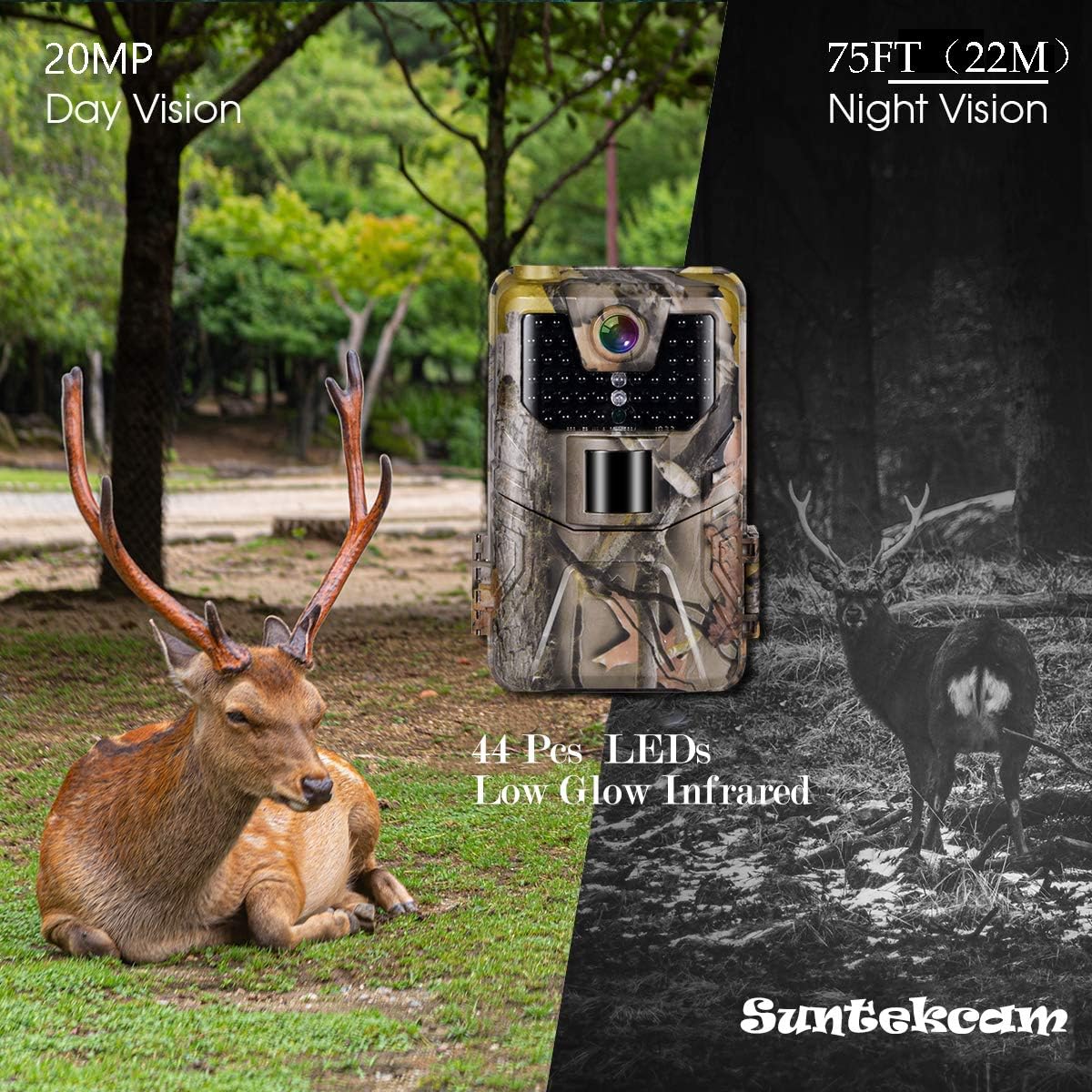 Suntekcam Trail Camera 24MP 1080P Game Camera Motion Activated Night Infrared Vision IP66 Waterproof Outdoor Scouting Wildlife Hunting Camera: Electronics