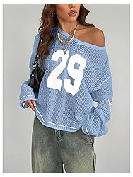 BEAUDRM Women's Number Letter Graphic Sweater