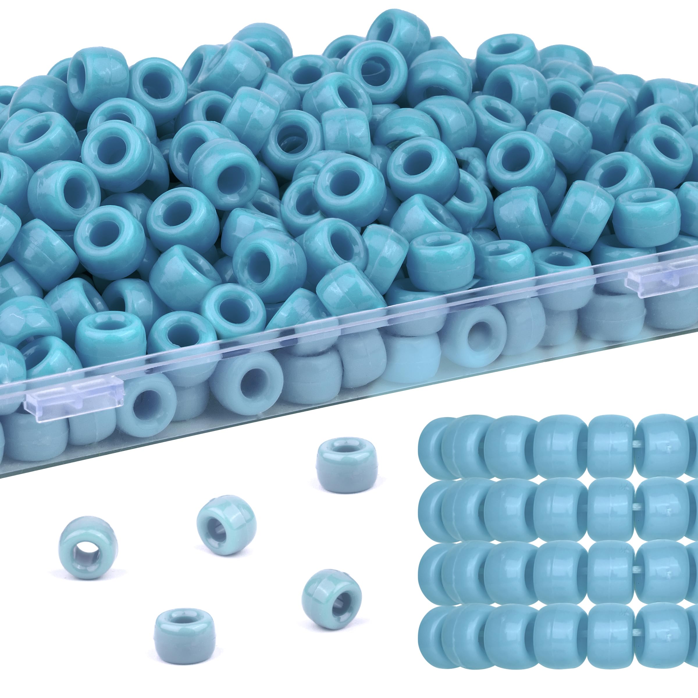 Photo 1 of Deinduser Bulk Pony Beads with Storage Box - Rainbow & Blue Beads for Bracelets, Crafts, Hair Accessories & Jewelry Making (300PCS)