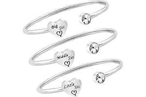 FUSTMW 3 Sisters Bracelet Set Big Sister Middle Sister Little Sister Cuff Bangle Bracelet Sister Jewelry Gift for Family Friend Gifts