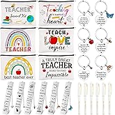 Haiabei 6Sets Teacher Appreciation Gift End of School Year Teacher Gifts Best Teachers-s Multifunctional Makeup Bag Teachers Canvas Pencil Bag With Keychain Bookmarks,Graduation Thank You Gift