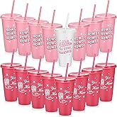 Tessco for you 16 Pcs Bridesmaid Cups with Lids and Straws 24 oz Reusable Bridesmaid Tumblers Plastic Cups Bridal Party Supplies for Wedding Gifts Decorations(Disco Cowgirl)