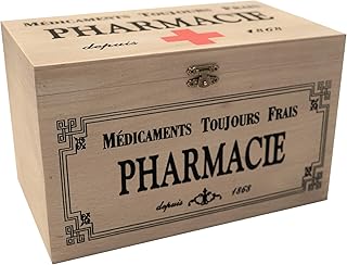 khevga Aufbewahrungsbox mit Deckel: Holz-Box Medikamente Deko (23 x 13 x 13 cm)