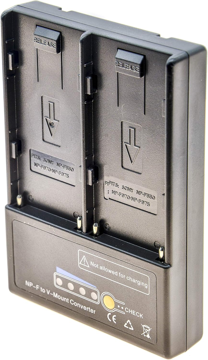 PROtastic® V-mount V-lock Battery Adapter to 2x Compatible Sony NP-F Series Batteries, black