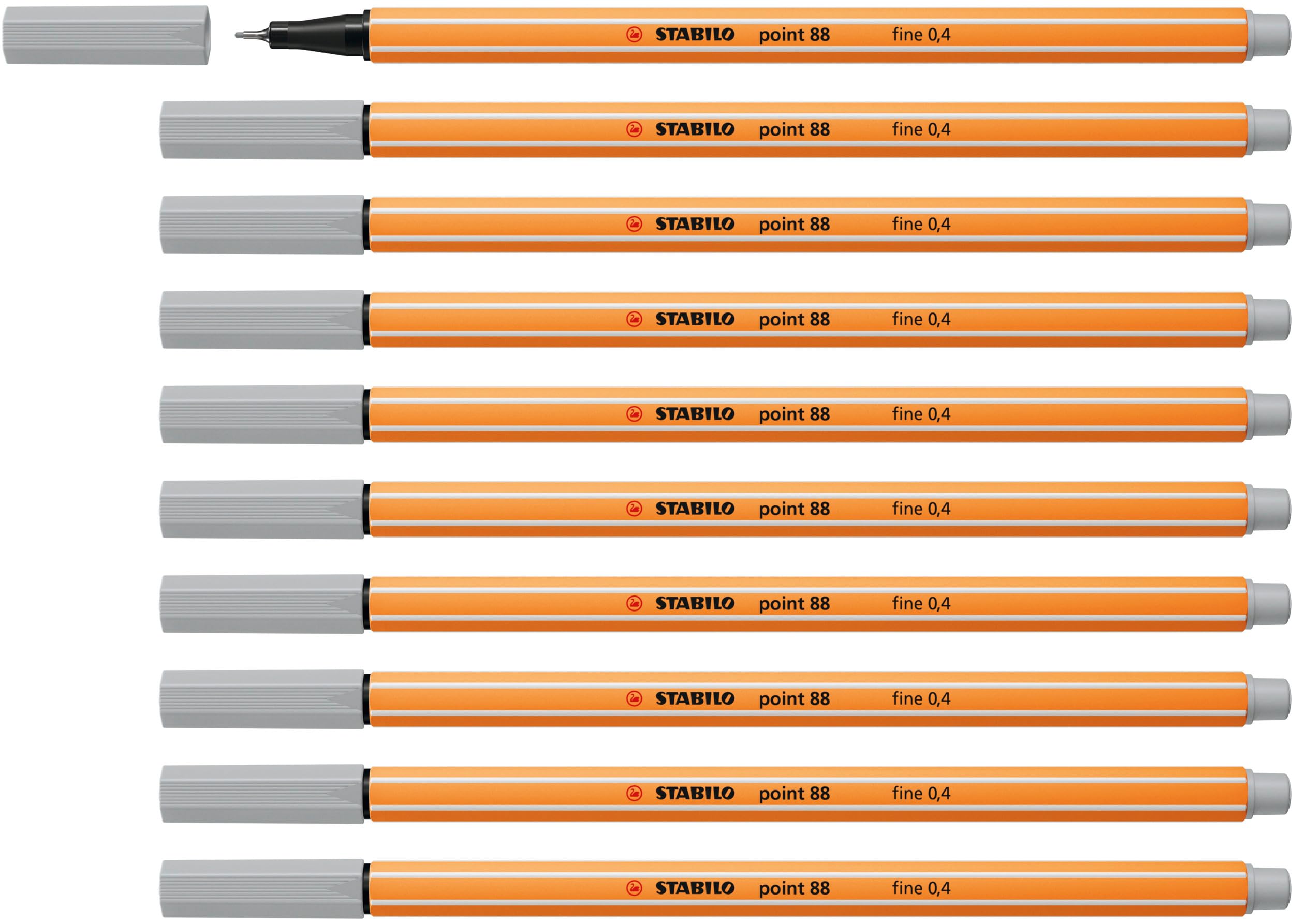 STABILO point 88 - Fineliner - Pack of 10 - Light Grey