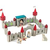 Tender Leaf Toys Wolf Castle - Wooden Building Block Set with Wooden Characters Including Knights and Wolves