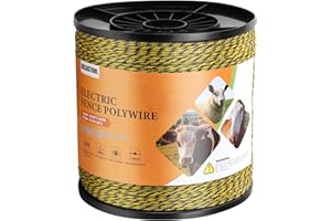 Aclastool Electric Fence Wire, 3500ft 1067m, Polywire for Portable Livestock Fencing, 6 Stainless Steel Strands for Reliable Conductivity and Rust Resistance, UV Resistant