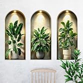 3D Potted Plants Green Leaves Wall Decals - Peel and Stick, 3D Magic Wall Art Mural Sticker - for Living Room, Bedroom, Aisle Entrance, Sofa Backdrop, Yoga Room, and Home Decor