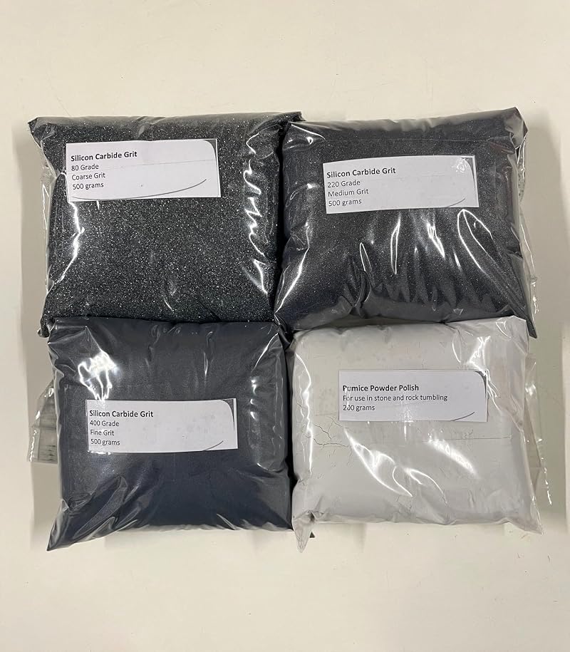Silicon Carbide Grit Polish Pack 500g 80/220/400 Grit + 200g Pumice Powder UK