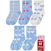 Womens Fuzzy Socks Warm Fluffy Cozy Winter Slipper Thick Fleece Heart Socks 5 Pairs