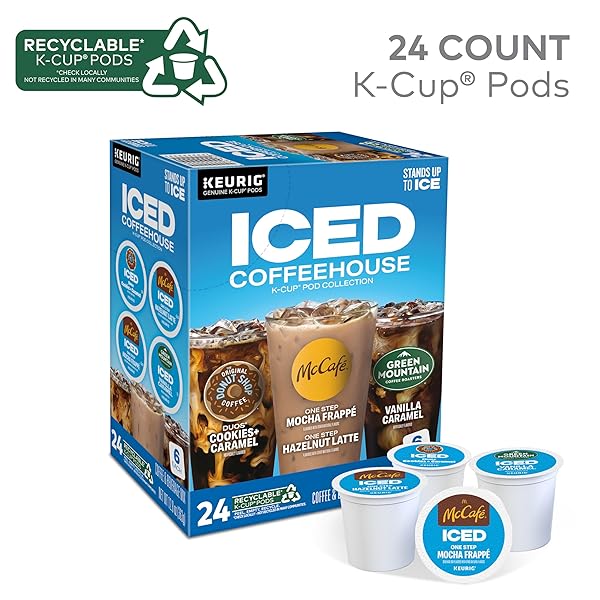 THE ORIGINAL DONUT SHOP® K-CUP ICED DUOS COOKIES AND CARAMEL COFFEE – COMPATIBLE WITH KEURIG BREWER – MEDIUM – 24 / BOX
