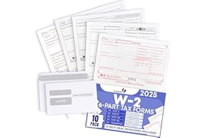 DUTYMARK W2 Forms 2025 Complete 6 Part Laser W-2 Tax Forms kit, with 3 W3s Transmittal and Self-Seal Envelopes - Kit for 10 Employees, Compatible with QuickBooks and Accounting Software,