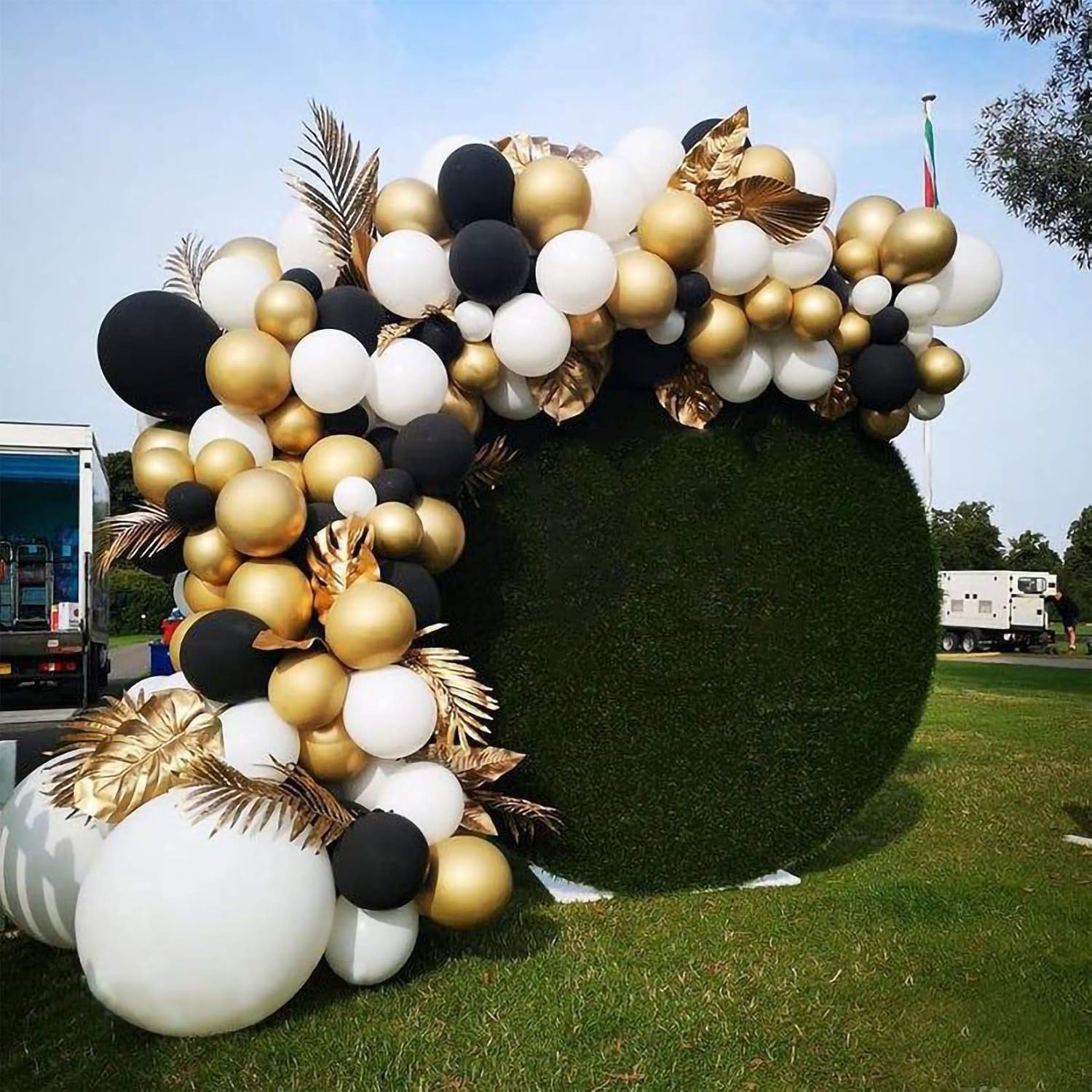 Black and Gold Balloon Arch Garland KitMacaron Black