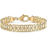 Barzel 18K Gold Plated Mesh Bracelet for Women, 7.5 Inches 9mm wide- Made in Brazil