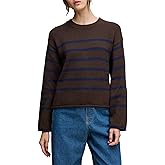 VELVET BY GRAHAM & SPENCER Women's Lucia Cotton Cashmere Sweater, Espresso/Marin, Small