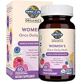 Garden of Life Organics Women's Once Daily Multivitamin, 60 Tablets | Women's Once Daily, Whole Food Multi with Iron, Biotin, Vegan, for Health, Energy Hair, Skin, and Nails