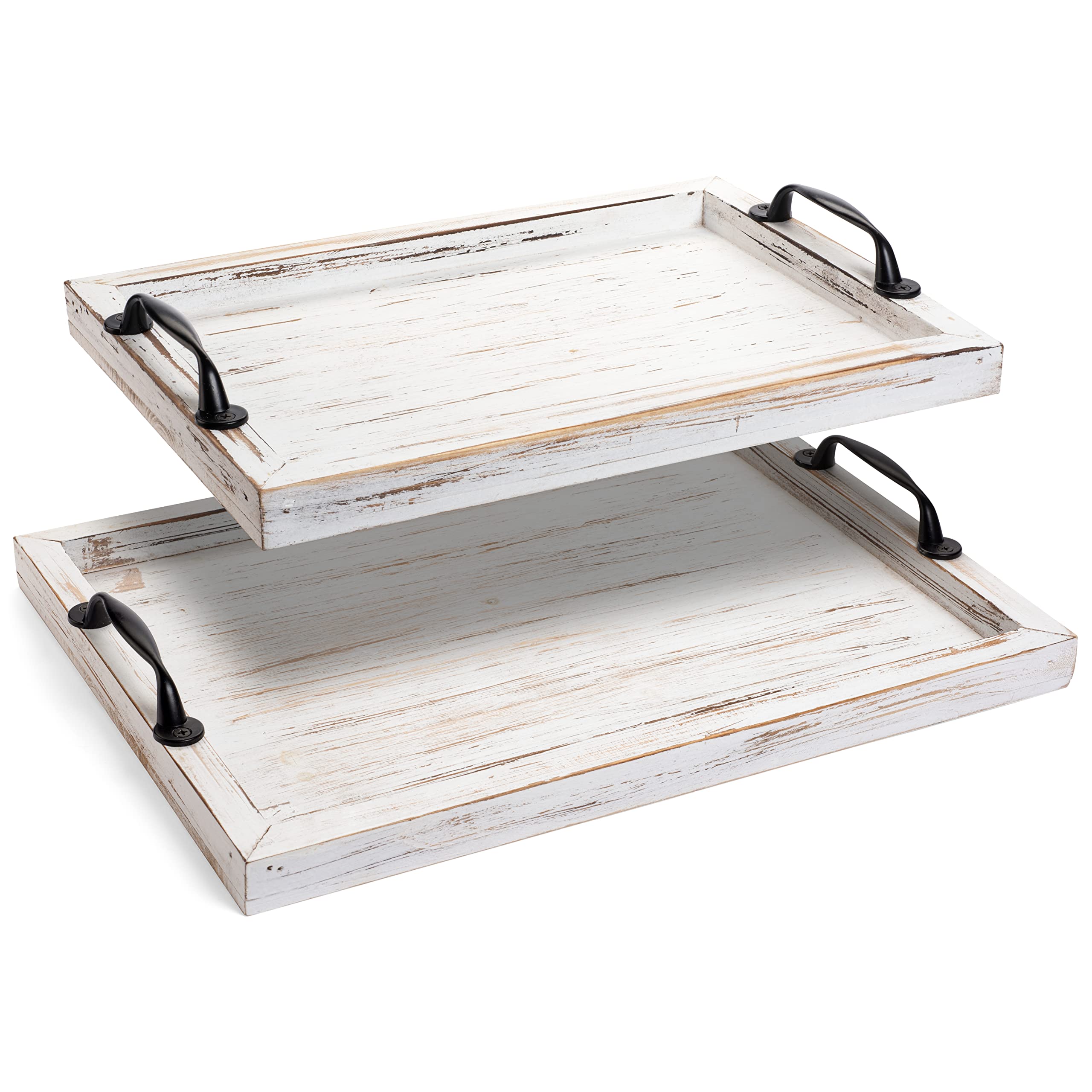 Mua Rustic Serving Tray with Handles 2 Nesting Trays for Serving Food