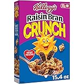 Kellogg's Raisin Bran Crunch Breakfast Cereal, Fiber Cereal, Family Breakfast, 15.4oz Box (1 Box)