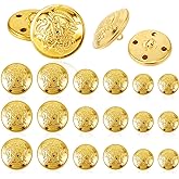 Ouligay 18Pcs Gold Brass Buttons for Blazer, Suit, Coat &amp; DIY Crafts - 18mm, 20mm, 25mm