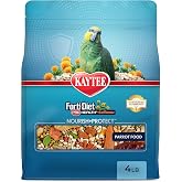 Kaytee Forti-Diet Pro Health+Safflower Parrot Food, 4 Pounds | Better digestion daily. Parrot food for medium birds. Prebiotics, probiotics, bird seed without sunflower seeds