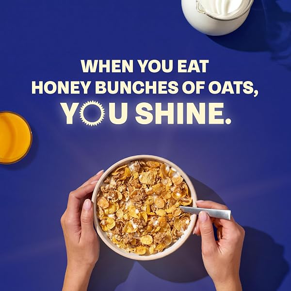 HONEY BUNCHES OF OATS WITH ALMONDS BREAKFAST CEREAL, ALMOND CEREAL WITH OATS AND GRANOLA CLUSTERS, GIANT SIZE 23 OZ BOX