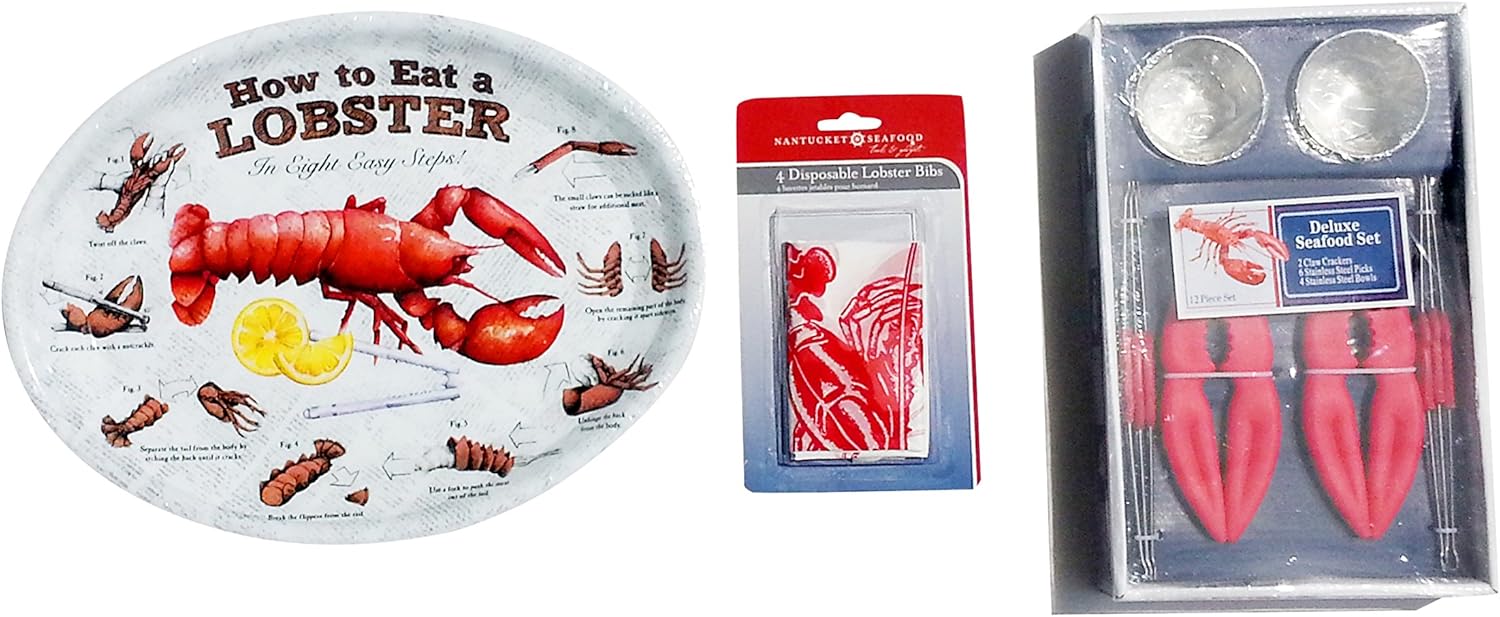 Complete Lobster Cracker and Dinner Set for 4 Plates