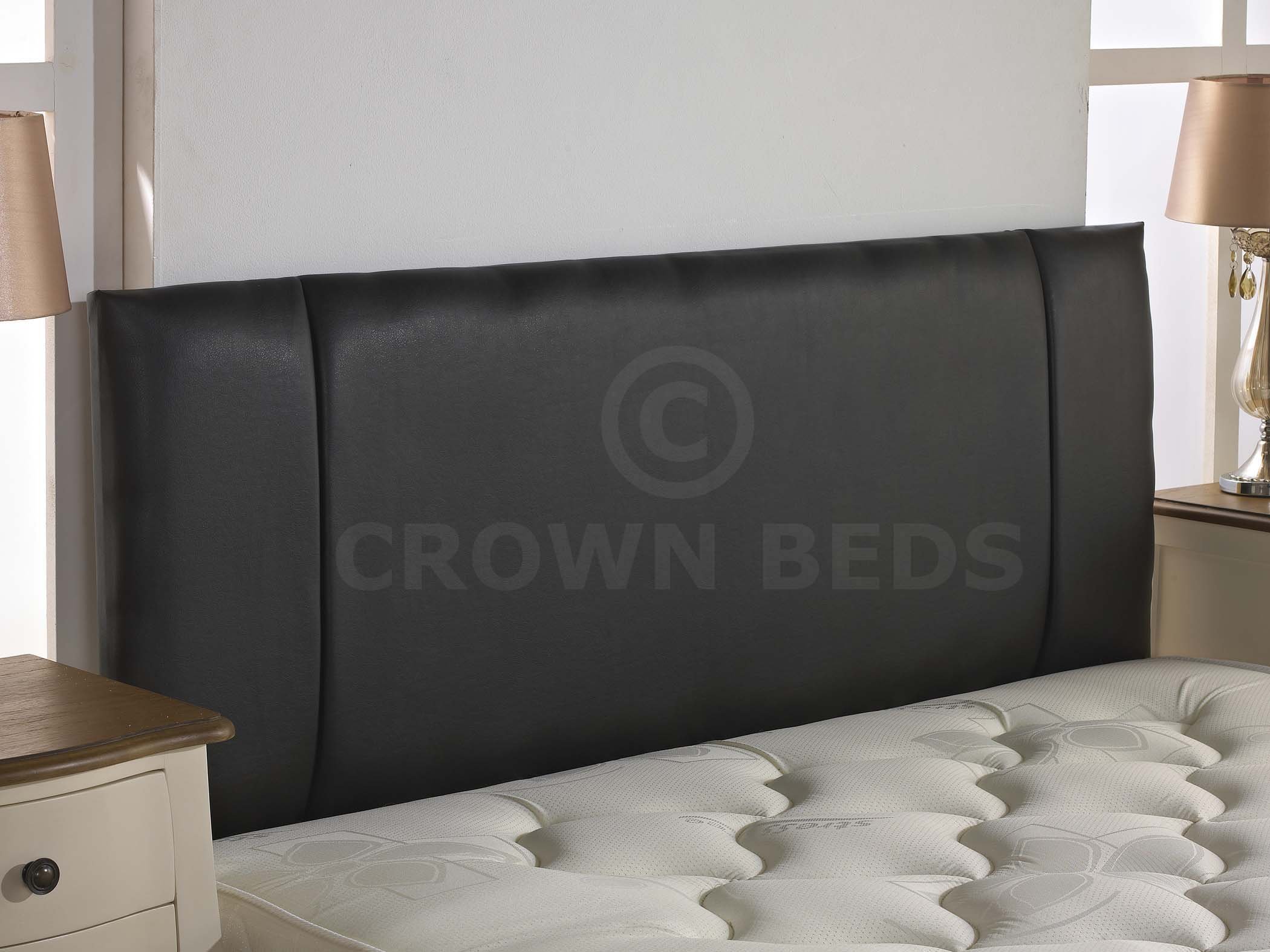 CROWNBEDSUK QUALITY FAUX LEATHER PORTOBELLO HEADBOARD 2ft6,3ft,4ft,4ft6,5ft,6ft NEW!!!!! (4ft6 double, black)