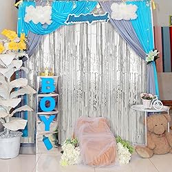 2 Pack Silver Foil Fringe Curtains Streamers Party