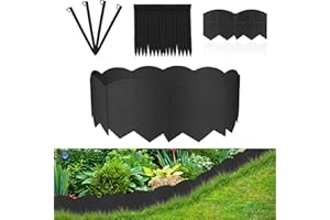 AMURS 20Ft Black Garden Edging Border 6 Inch Tall Landscape Edging with 20Pcs 7.8in Height Garden Stakes Decorative Edging for Landscaping Flower Bed Edging Borders Lawn Edging