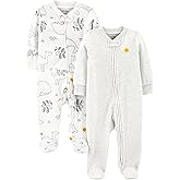 Simple Joys by Carter's unisex-baby 2-way Zip Thermal Footed Sleep and Play, Pack of 2