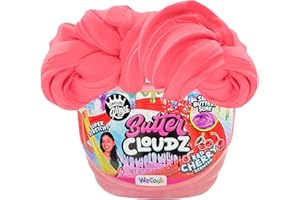COMPOUND KINGS Fluffy Butter Cloudz Compound Bucket for Girls & Boys | Sensory Toys | Non-Toxic & Non-Sticky | Stress Relieving Tactile | (Red Cherry)