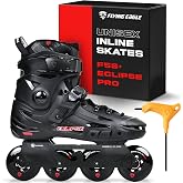 FlyingEagle F5S+ Eclipse Pro Unisex Inline Roller Skates, 11 Size Options | Rockerable Axles, CNC Aluminum Frame, Hard Shell Boot, 80mm 85A Wheels, ABEC-7 Bearings, Neoprene Comfort Liner