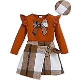 Toddler Baby Girl Clothes Fall Winter Outfits Ruffle Top Dress Pretty Hat Overall Skirt Set