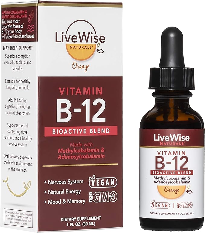 Liquid B12 Vitamin Sublingual AllNatural Liquid Vitamin Vegan B12 Drops NonGMO