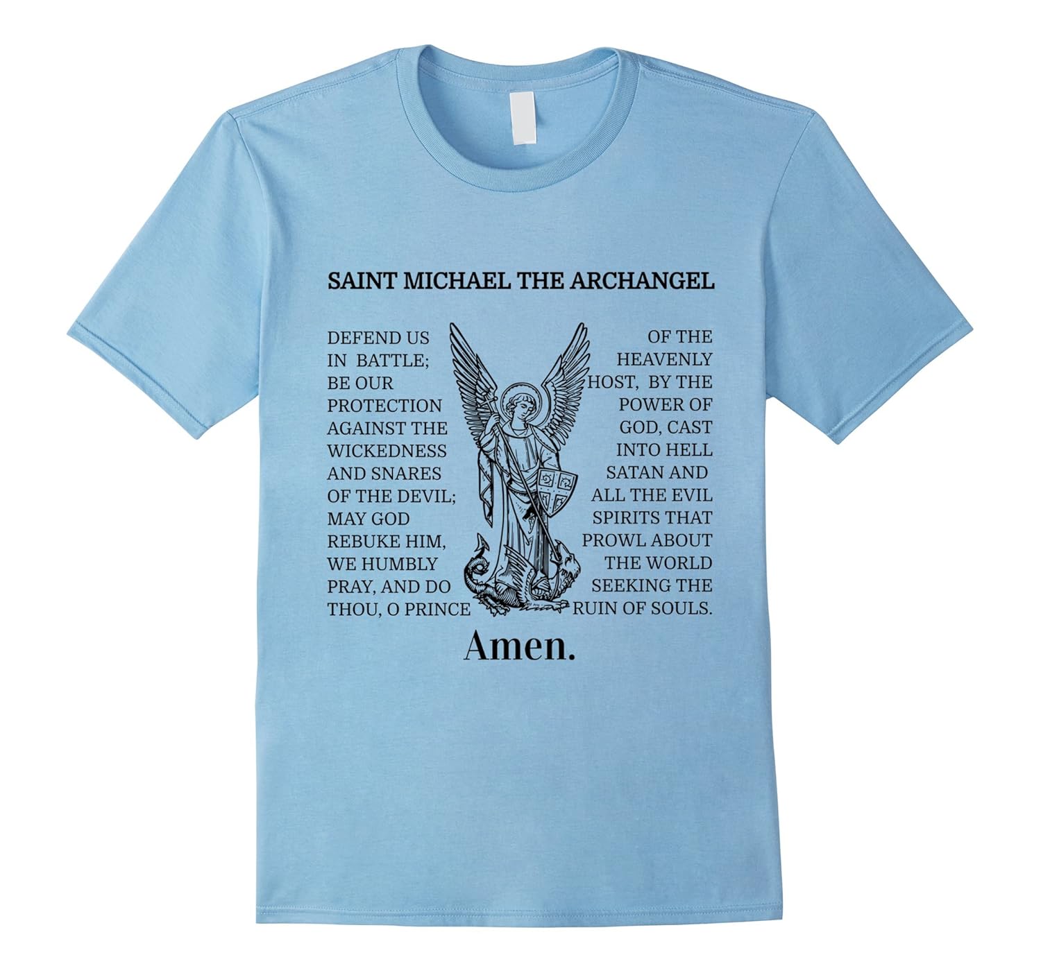 Saint St Michael Prayer T-Shirt Catholic Archangel Christian-Rose