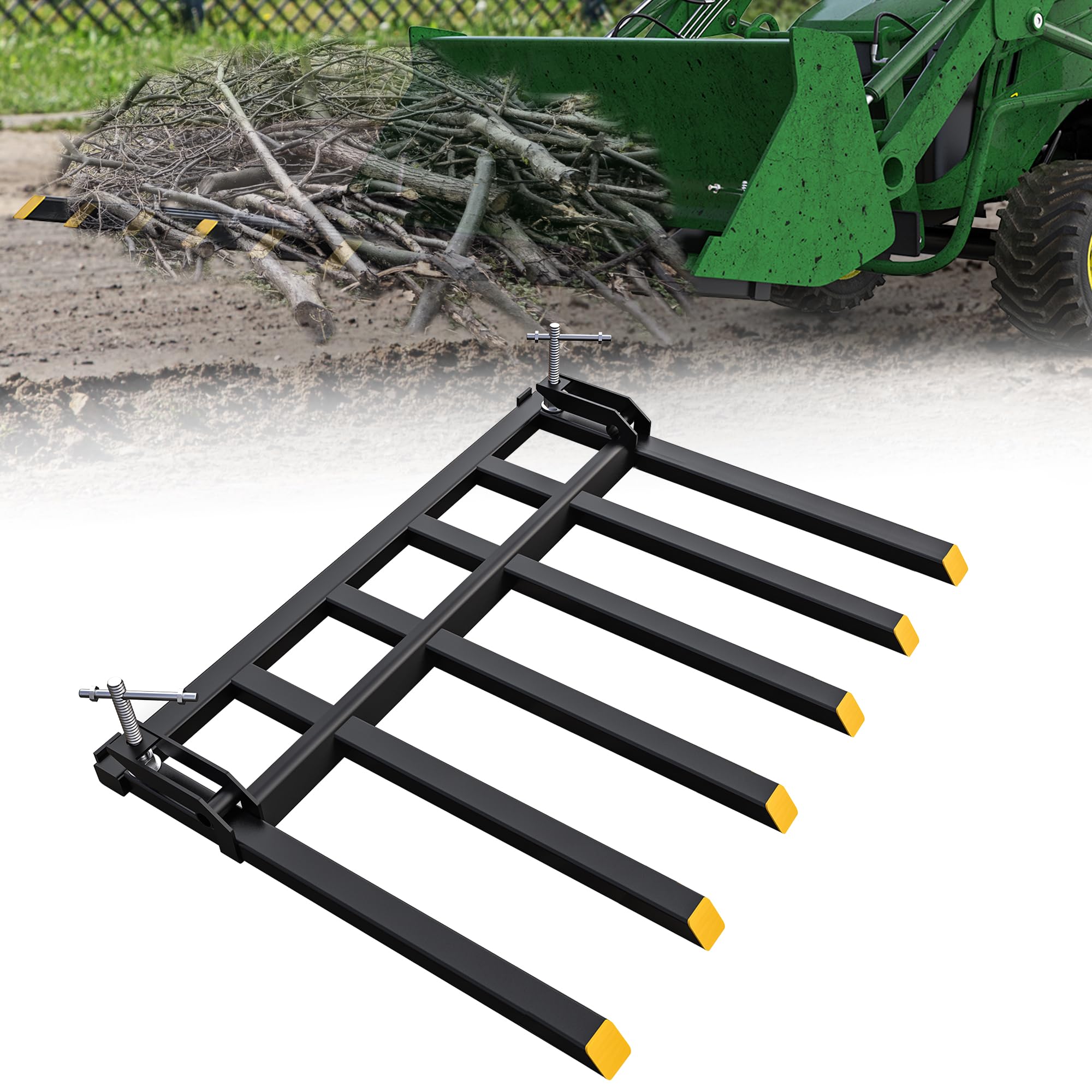 Photo 1 of  **REFERENCE PICTURE***YITAMOTOR Clamp on Debris Forks for 60'' Bucket, 4000 lbs Heavy Duty Quick Attach Tractor Bucket Pallet Forks for Skid Steer Loader Bucket Tractors, for Removing Limbs, Yard Waste and Debris
