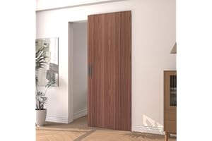 JUBEST 38"x86" Concealed Sliding Barn Door with Soft Close Hardware Kit, Brown Hidden Door for Opening 30"-34"x84", Waterproof and Modern, Smooth Sliding, for Interior Using, Widely Used