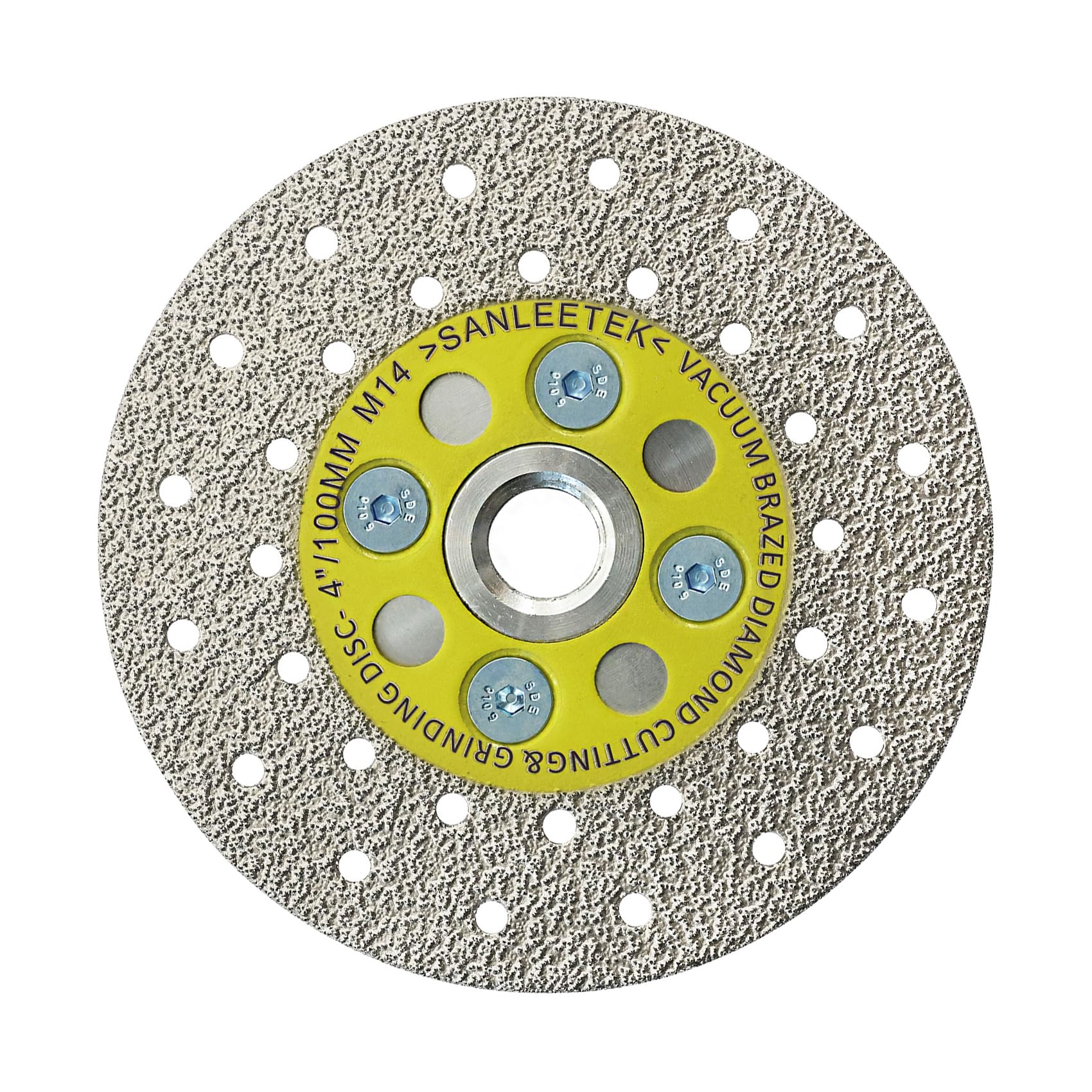 Diamond Cutting Grinding Disc 100mm Double-sided Vacuum Brazed Saw Blade for Marble Granite Concrete Porcelain Tile M14 Thread SANLEETEK
