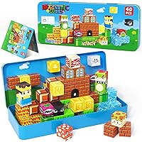 Magnetic Blocks Travel Toys with Portable Metal Tin - STEM Magnet Building Blocks Toddler Kids Toys for 3 4 5 6 7 8 Year Old Boys & Girls Xmas Birthday Gifts Classroom Must Haves Decor