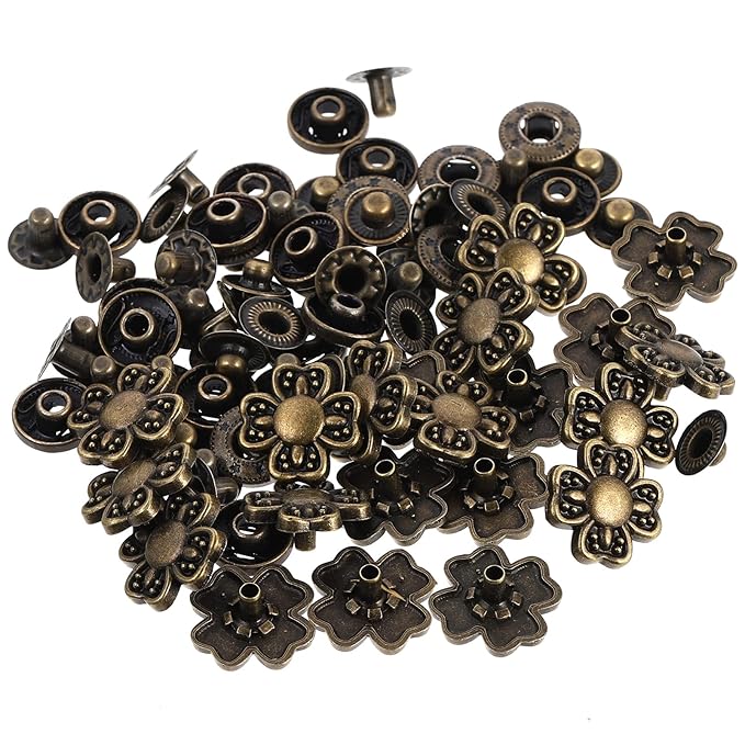 HEALLILY 20 Sets Antique Snaps Button Flower Vintage Metal Snap Button