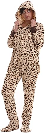 Funzee Erwachsenenstrampler aus Baumwolle mit Füssen, Ganzkörper Schlafanzug, Schlafoverall, Onesie, Jumpsuit, Einteiliger Sc