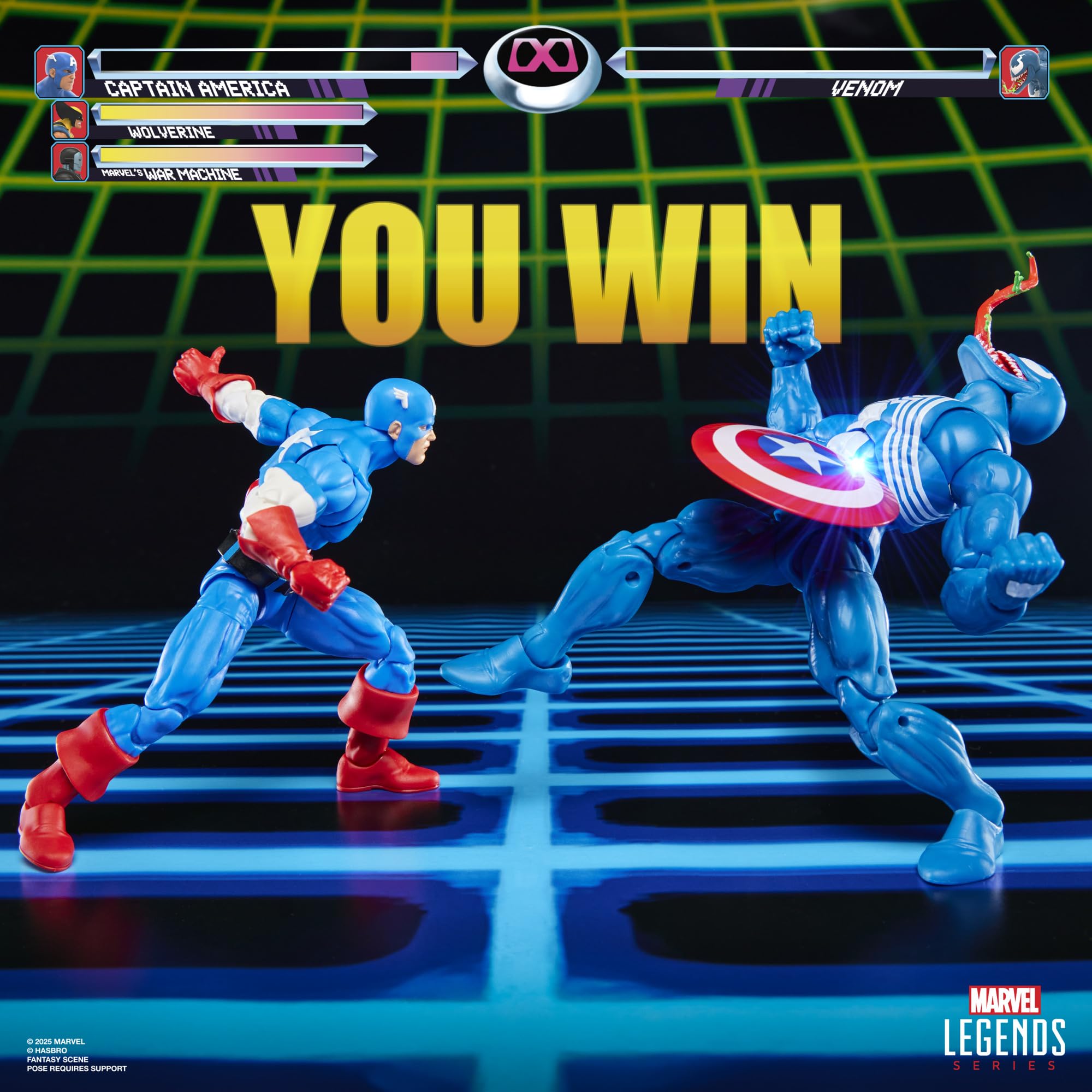 Marvel Legends Series Gamerverse Captain America vs Venom, Retro Video Game-Inspired Collectible 6-Inch Action Figures