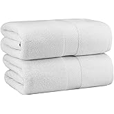 COTTON CRAFT Hotel Spa Luxury Bath Sheet - 2 Pack - Oversized Extra Large 40 x 80 - Heavyweight 700 GSM 2 Ply Ringspun Cotton - Soft Absorbent Everyday Use Home Bath Easy Care Towel Set - White