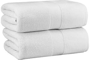 COTTON CRAFT Hotel Spa Luxury Bath Sheet - 2 Pack - Oversized Extra Large 40 x 80 - Heavyweight 700 GSM 2 Ply Ringspun Cotton - Soft Absorbent Everyday Use Home Bath Easy Care Towel Set - White