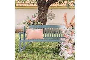 FURNDOOR Wood Outdoor Benches Patio Bench -3 Person Wooden Garden Bench Loveseats Yard Furniture Wooden Benches for Park, Porch, Dusty Blue