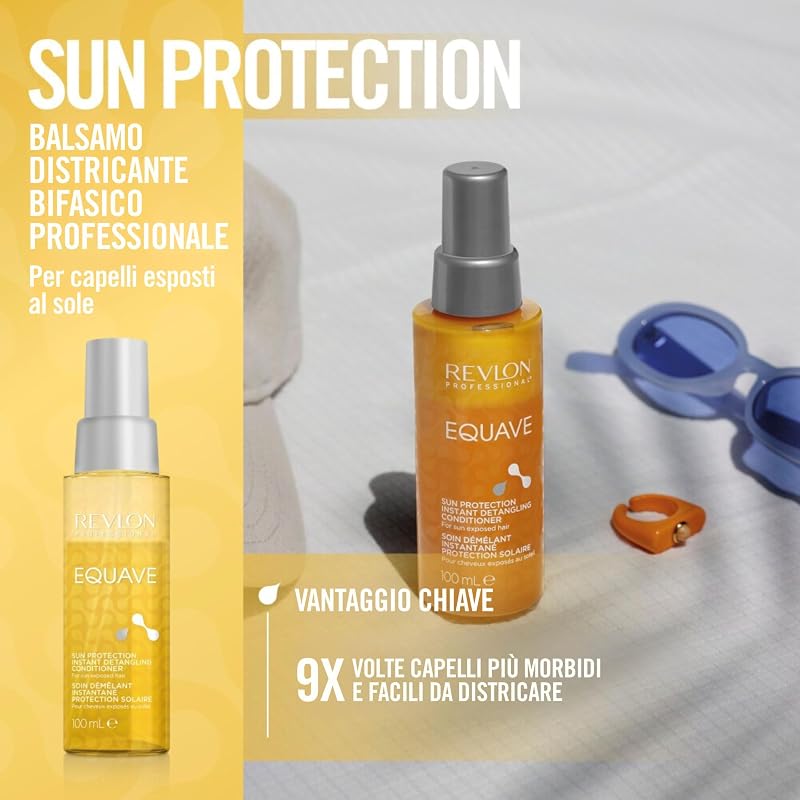 Equave Sun Protection Bi-Phase Detangling Conditioner, Protezione UV Per Capelli, Protezione Solare Per Capelli, Balsamo Senza Risciacquo Sole Con Protezione, Districante – 100ml