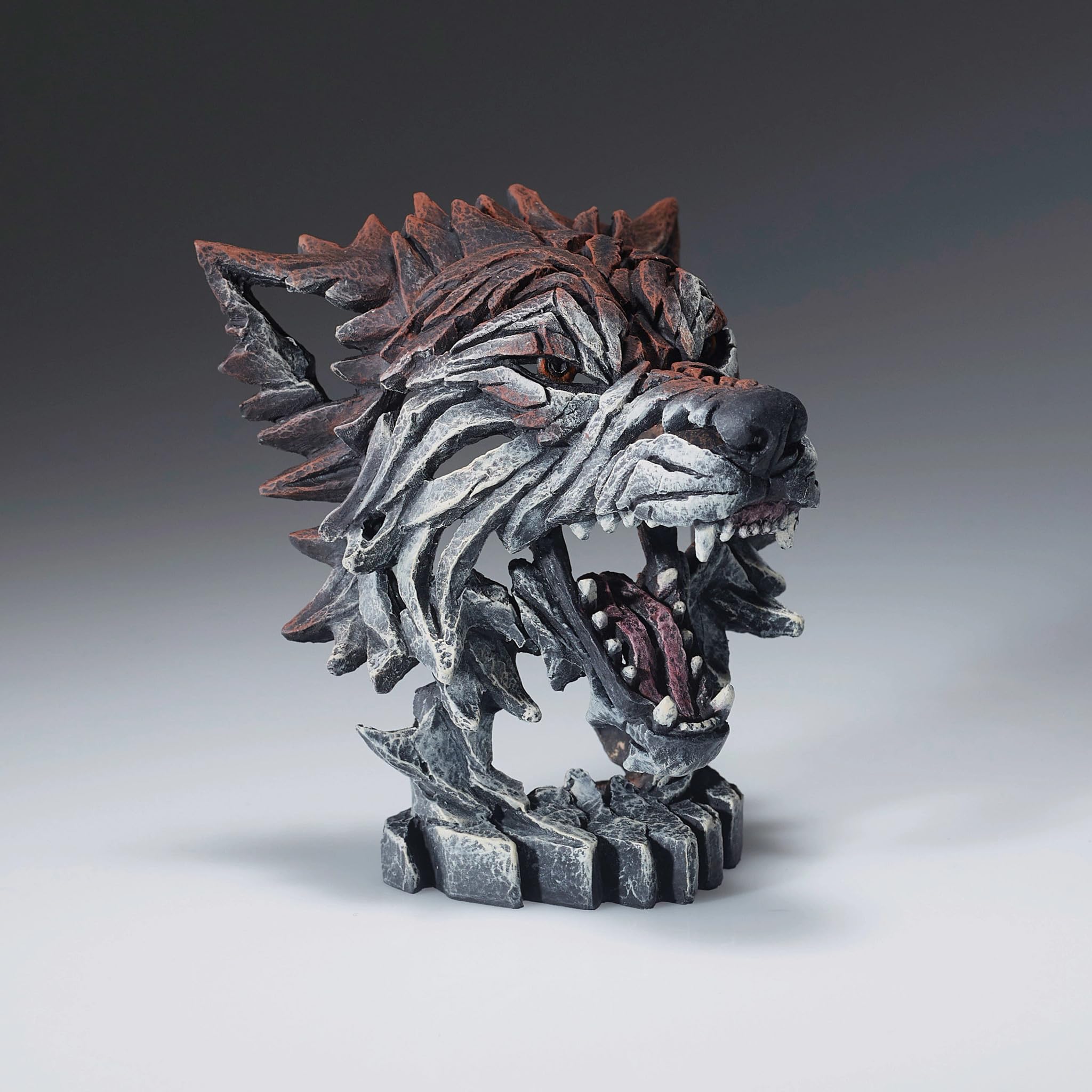 Enesco Edge Sculpture Wolf Baring Teeth Bust Miniature Figurine, 4.92 Inch, Multicolor