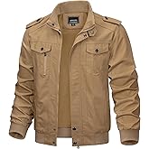 TACVASEN Men's Winter Jacket Fleece Lined Military Jacket Cargo Windbreaker Zip Front Stand Collar Coat with Multi Pockets